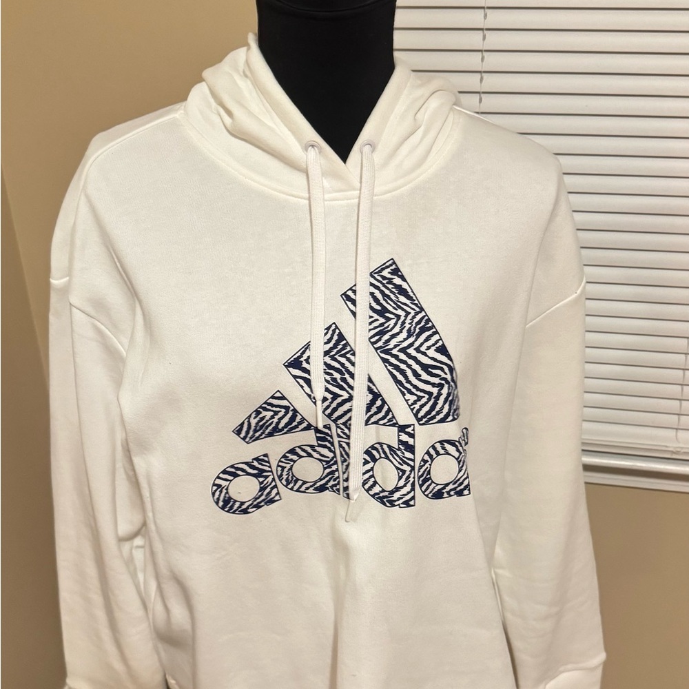 Adidas White Sweatshirt with Geometric Logo